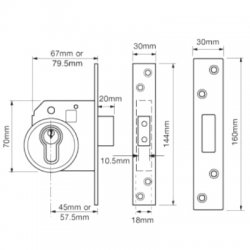 Union 212441 Euro Profile Mortice Deadlock