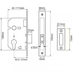 Union L2149 Euro Profile Mortice Deadlock