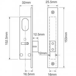 Union L2153 Oval Profile Metal Door Deadlock