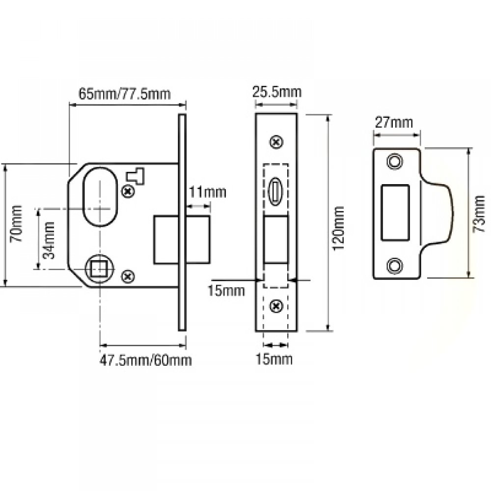 Oval Profile Mortice Night Latch Case