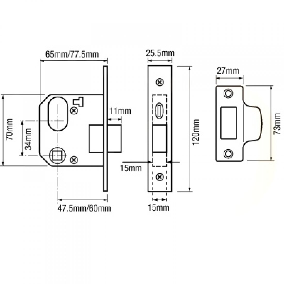 Oval Profile Mortice Night Latch Case