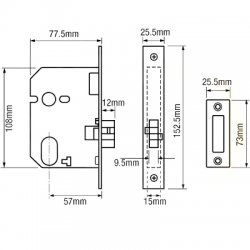 Oval Profile Mortice Sliding Door Lock