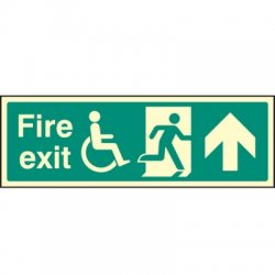 Photoluminescent Disabled Fire Exit Sign Arrow Up