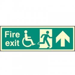 Photoluminescent Disabled Fire Exit Sign Arrow Up