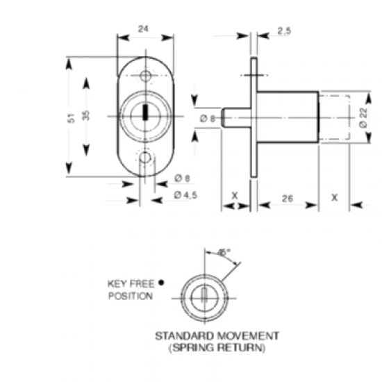 Lowe and Fletcher 5861 Sliding Door Lock