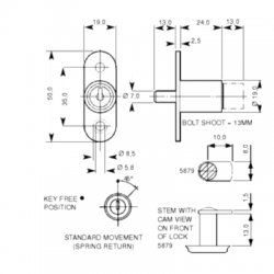 Lowe and Fletcher 5862 Sliding Door Lock