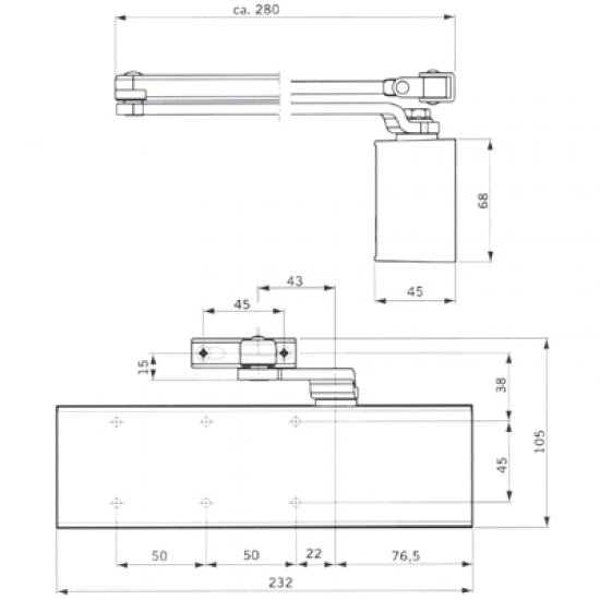 TS72V Size 2 to 4 Overhead Door Closer
