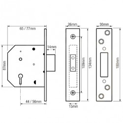 Era Viscount Five Lever Mortice Deadlock