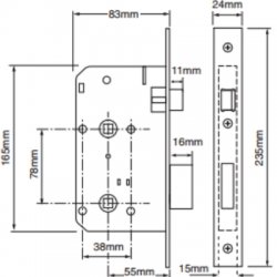 Union 2C27 Mortice Bathroom Lock