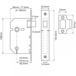 Union 2657 Upright Mortice Latch