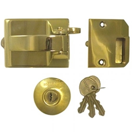 Ingersoll SC71 Deadbolt Night Latch Auto Door Lock Satin Chrome Brass 3 Keys 