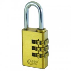 Asec Brass Open Shackle Combination Padlock