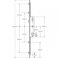 Ferco Multipoint 70mm Centre Latch 4 Roller