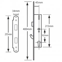 Yale Doormaster Latch Hookbolt 20mm Split Spindle Overnight Lock