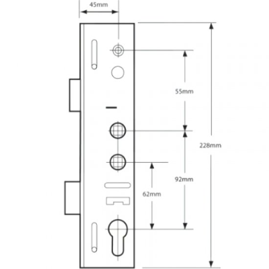 Lockmaster Lever Operated Latch Deadbolt Twin Spindle Gearbox