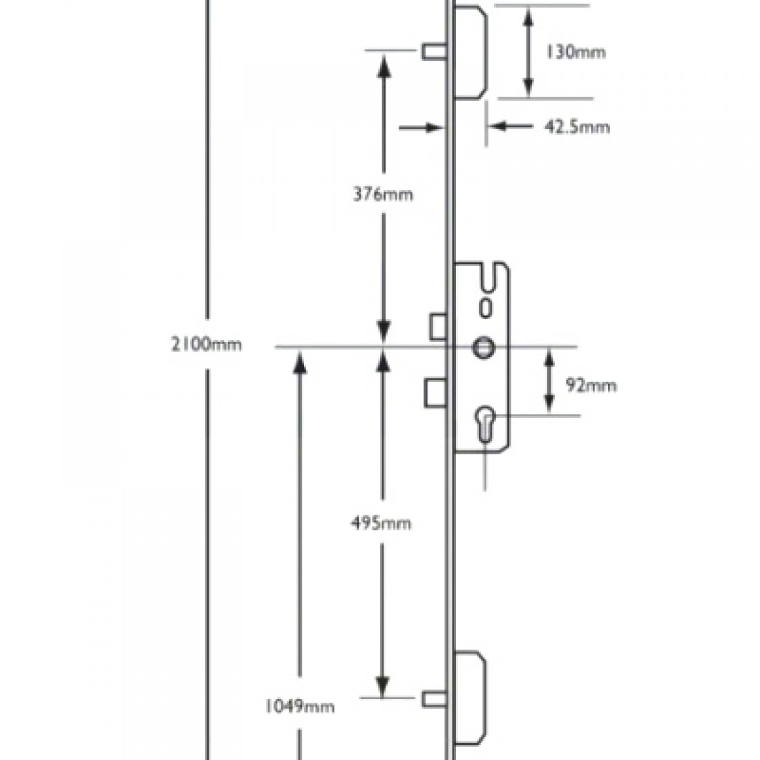 KFV Lever Operated Latch Deadbolt Short Version 2 Round Bolt