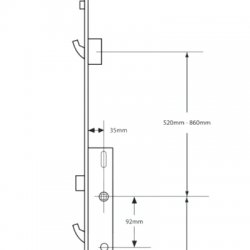Doormaster Multipoint lock 2 Adjustable Hooks for Upvc