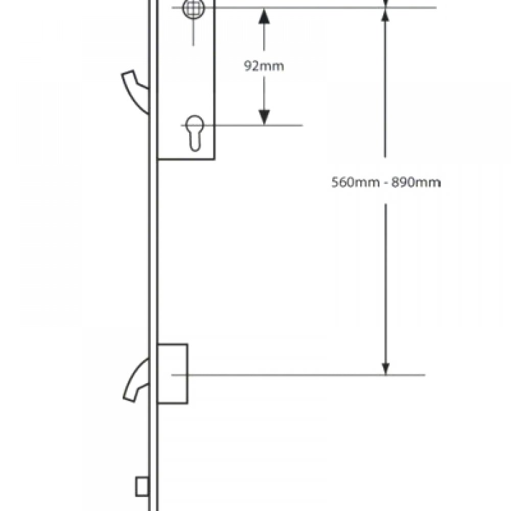 Doormaster Multipoint lock 2 Adjustable Hooks for Upvc