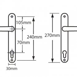 Asec 70mm Lever Upvc Furniture 270mm Backplate