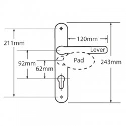 Fab and Fix 92 62PZ Offset Lever Pad Upvc Furniture  Ashford