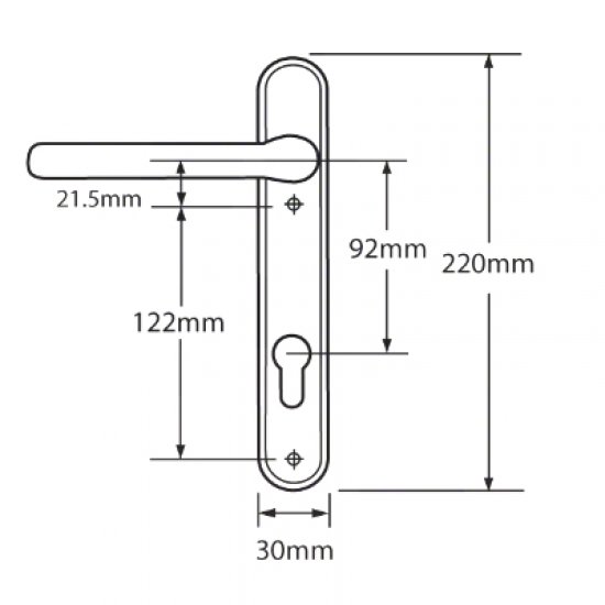 Asec 92 Lever Lever UPVC Furniture 220mm Backplate
