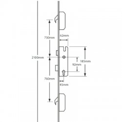 Cobra Multipoint Latch Deadbolt Split Spindle 2 Hook